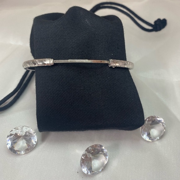 925 STERLING SILVER VINTAGE twisted textured bangle bracelet - Picture 5 of 10